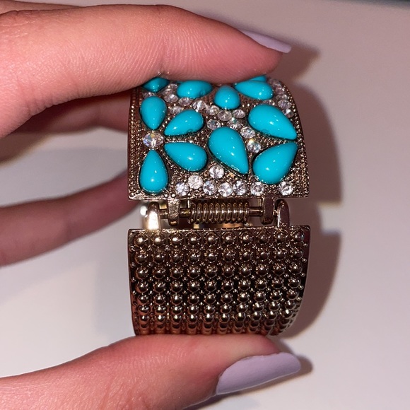 Vintage turquoise and gold clasp bracelet - Picture 5 of 5